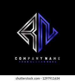 R N initial letter, modern logo design template vector