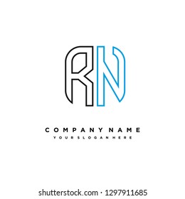 R N initial letter, modern logo design template vector