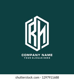 R N initial letter, modern logo design template vector