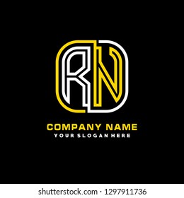 R N initial letter, modern logo design template vector