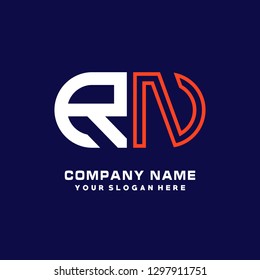R N initial letter, modern logo design template vector