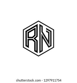 R N initial letter, modern logo design template vector