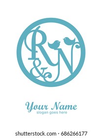 R N initial wedding decorative logo template