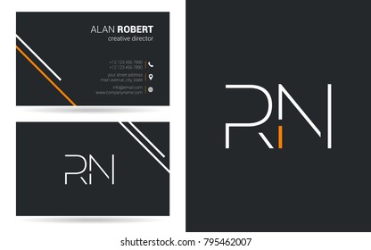 R & N joint logo stroke letter design with business card template