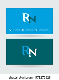 R & N Letter logo design vector element with Business card