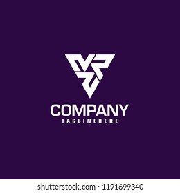 R or N Letter Triangle Logo Template