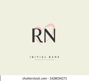 R N RN Beauty vector initial logo, handwriting logo of initial signature, wedding, fashion, jewerly, boutique, floral and botanical with creative template for any company or business.