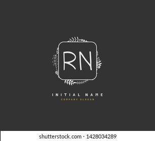 R N RN Beauty vector initial logo, handwriting logo of initial signature, wedding, fashion, jewerly, boutique, floral and botanical with creative template for any company or business.