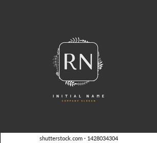 R N RN Beauty vector initial logo, handwriting logo of initial signature, wedding, fashion, jewerly, boutique, floral and botanical with creative template for any company or business.