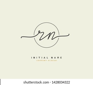 R N RN Beauty vector initial logo, handwriting logo of initial signature, wedding, fashion, jewerly, boutique, floral and botanical with creative template for any company or business.