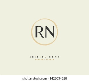R N RN Beauty vector initial logo, handwriting logo of initial signature, wedding, fashion, jewerly, boutique, floral and botanical with creative template for any company or business.