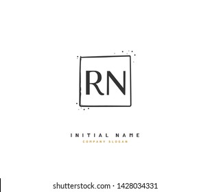 R N RN Beauty vector initial logo, handwriting logo of initial signature, wedding, fashion, jewerly, boutique, floral and botanical with creative template for any company or business.