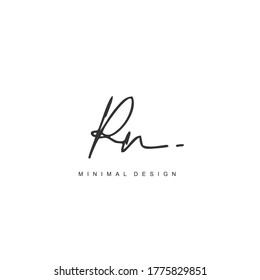 R N RN Initial handwriting or handwritten logo for identity. Logo with hand drawn style.