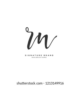 R N RN Initial letter handwriting and  signature logo concept design