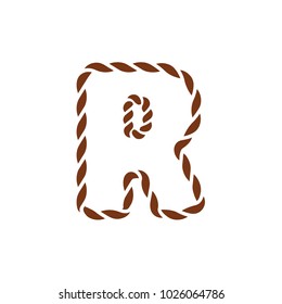 R Navy Rope Letter Logo Icon Design