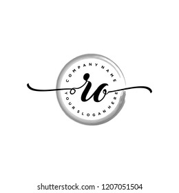 R O Initial handwriting logo vector.