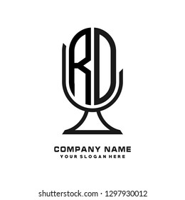 R O initial letter, modern logo design template vector