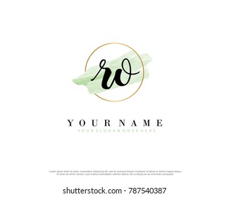 R O Initial water color logo template vector