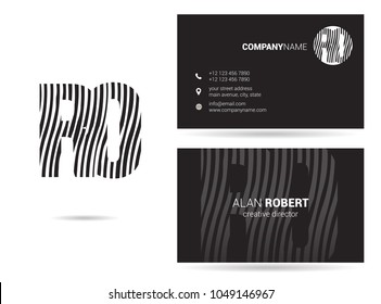 R & O joint logo waves letter design with business card template