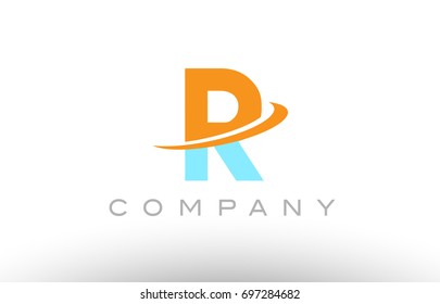 R orange blue color letter alphabet logo vector creative company icon design template modern swoosh