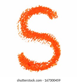 R - Orange handwritten letters on white background. Panda oil pastel colors.  Vector Illustration.