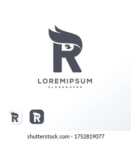 Plantilla de logotipo de R owl lista para su uso