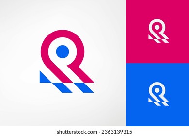 R or P Abstract Bird head Robotic logo. The stripes that represent the data. Suitable for environmental, financial, computer, internet companies.