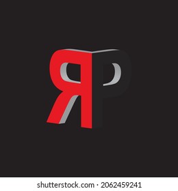 R and P geometric abstract design on black background