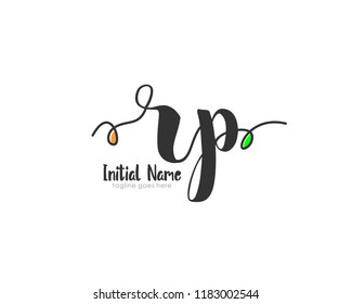 R P Initial handwriting logo vector template