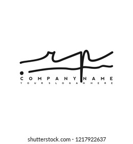 R P Initial handwriting logo vector