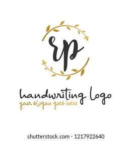 R P Initial handwriting logo vector