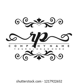 R P Initial handwriting logo vector