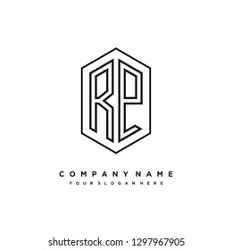 R P initial letter, modern logo design template vector 