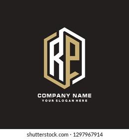 R P initial letter, modern logo design template vector 