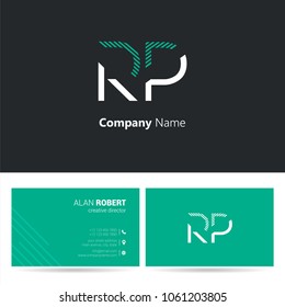 R & P joint logo stroke letter design with business card template