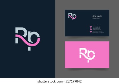 R & P Letter logo design with Business card template
