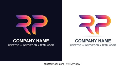 R P logo and colorful design template, Letter R P icon with technology 