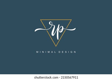 Logotipo R P RP, escritura manuscrita inicial o manuscrita para la identidad. Logo con firma y estilo dibujado a mano.