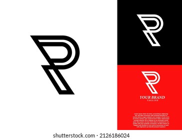 R or P Uppercase Initial Logo Design Template Vector Illustration