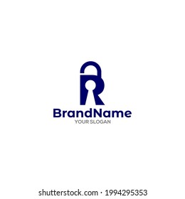 R Padlock Logo Design Vector