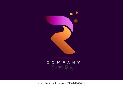 R pink yellow alphabet letter logo icon design. Creative template for company and business