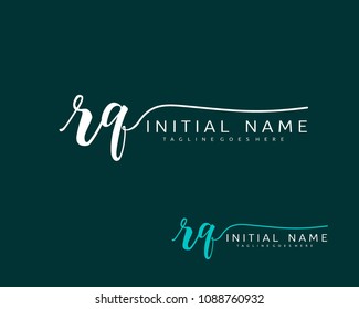 R Q Initial handwriting logo vector. Hand lettering for designs.