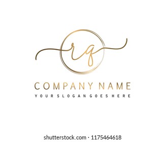 R Q Initial handwriting logo vector