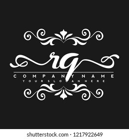 R Q Initial handwriting logo vector