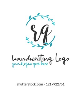 R Q Initial handwriting logo vector