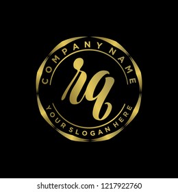 R Q Initial handwriting logo vector