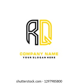 R Q initial letter, modern logo design template vector