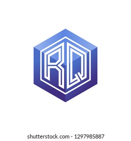 R Q initial letter, modern logo design template vector