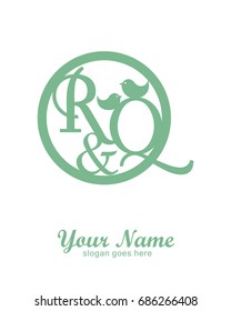 R Q initial wedding decorative logo template