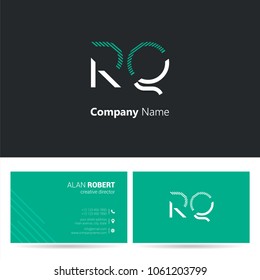 R & Q joint logo stroke letter design with business card template